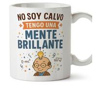 MUGFFINS taza para regalar a calvos graciosas: No soy calvo tengo una mente brillante en Español | divertida regalo original | 330 Ml 11 oz | calvicie humor | calvicie v2
