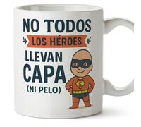 MUGFFINS taza para regalar a calvos graciosas: No todos los héroes llevan capa (ni pelo) en Español | divertida regalo original | 330 Ml 11 oz | calvicie humor | calvicie v2