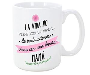 MUGFFINS Taza para Regalar a Madres - La Vida no Viene con un Manual de Instrucciones, Viene con una Bonita MAMÁ - 350 ml - Tazas con Frases de Regalo para mamás