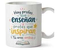 MUGFFINS taza profe regalo profesor | Hay profes que enseñan y profes que inspiran Tú eres ambas en Español | detalle maestro cerámica 330 Ml 11 oz | Infantil v4