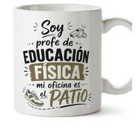 MUGFFINS taza profe regalo profesora educación física | mi oficina es el patio en Español | cerámica 330 Ml 11 oz | idea original para docente, maestra, maestro, colegio | Enseñanza v3