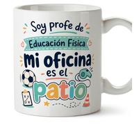 MUGFFINS taza profe regalo profesora educación física | mi oficina es el patio en Español | cerámica 330 Ml | idea original para docente, maestra, maestro, colegio | Infantil v1