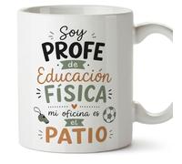 MUGFFINS taza profe regalo profesora educación física | mi oficina es el patio en Español | cerámica 330 Ml 11 oz | idea original para docente, maestra, maestro, colegio | Enseñanza v6