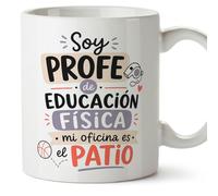 MUGFFINS taza profe regalo profesora educación física | mi oficina es el patio en Español | cerámica 330 Ml 11 oz | idea original para docente, maestra, maestro, colegio | Enseñanza v2