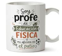 MUGFFINS taza profe regalo profesora educación física | mi oficina es el patio en Español | cerámica 330 Ml 11 oz | idea original para docente, maestra, maestro, colegio | Enseñanza v4
