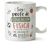 MUGFFINS taza profe regalo profesora educación física | Soy profe de Educación Física mi oficina es el patio en Español | cerámica 330 Ml 11 oz | idea original para docente, colegio | Enseñanza v1