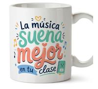 MUGFFINS taza profe regalo profesora música | La música suena mejor en tu clase en Español | desayuno 330 Ml 11 oz | cerámica resistente | Infantil v2