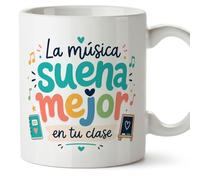MUGFFINS taza profe regalo profesora música | La música suena mejor en tu clase en Español | desayuno 330 Ml 11 oz | cerámica resistente | Infantil v1