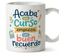 MUGFFINS taza profesora y profesor con frase Acaba un curso empieza un buen recuerdo en Español | regalo profe original | detalle agradecimiento fin de curso | Infantil v5