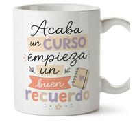 MUGFFINS taza profesora y profesor con frase Acaba un curso empieza un buen recuerdo en Español | regalo profe original | detalle agradecimiento fin de curso | Enseñanza v2