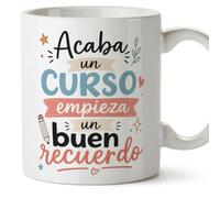 MUGFFINS taza profesora y profesor con frase Acaba un curso empieza un buen recuerdo en Español | regalo profe original | detalle agradecimiento fin de curso | Enseñanza v4