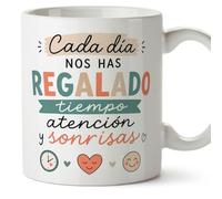 MUGFFINS taza profesora y profesor con frase Cada día nos has regalado tiempo atención y sonrisas en Español | regalo profe original | detalle agradecimiento fin de curso | Enseñanza v1