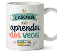 MUGFFINS taza profesora y profesor con frase Enseñar es aprender dos veces en Español | regalo profe original | detalle agradecimiento fin de curso | Infantil v2
