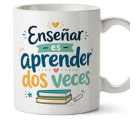 MUGFFINS taza profesora y profesor con frase Enseñar es aprender dos veces en Español | regalo profe original | detalle agradecimiento fin de curso | Infantil v4