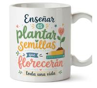 MUGFFINS taza profesora y profesor con frase Enseñar es plantar semillas que florecerán toda una vida en Español | regalo profe original | detalle agradecimiento fin de curso | Infantil v2