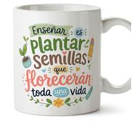 MUGFFINS taza profesora y profesor con frase Enseñar es plantar semillas que florecerán toda una vida en Español | regalo profe original | detalle agradecimiento fin de curso | Infantil v3
