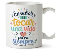 MUGFFINS taza profesora y profesor con frase Enseñar es tocar una vida para siempre en Español | regalo profe original | detalle agradecimiento fin de curso | Infantil v2