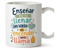 MUGFFINS taza profesora y profesor con frase Enseñar no es llenar un vaso es encender una llama en Español | regalo profe original | detalle agradecimiento fin de curso | Infantil v4