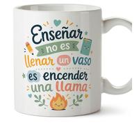 MUGFFINS taza profesora y profesor con frase Enseñar no es llenar un vaso es encender una llama en Español | regalo profe original | detalle agradecimiento fin de curso | Infantil v2