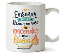 MUGFFINS taza profesora y profesor con frase Enseñar no es llenar un vaso es encender una llama en Español | regalo profe original | detalle agradecimiento fin de curso | Infantil v7