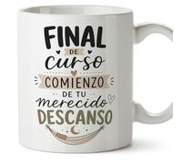 MUGFFINS taza profesora y profesor con frase Final de curso comienzo de tu merecido descanso en Español | regalo profe original | detalle agradecimiento fin de curso | Enseñanza v3