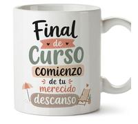 MUGFFINS taza profesora y profesor con frase Final de curso comienzo de tu merecido descanso en Español | regalo profe original | detalle agradecimiento fin de curso | Enseñanza v2