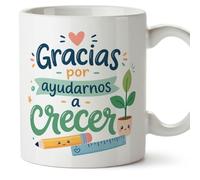MUGFFINS taza profesora y profesor con frase Gracias por ayudarnos a crecer en Español | regalo profe original | detalle agradecimiento fin de curso | Infantil v3