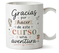 MUGFFINS taza profesora y profesor con frase Gracias por hacer de este curso una aventura en Español | regalo profe original | detalle agradecimiento fin de curso | Enseñanza v2