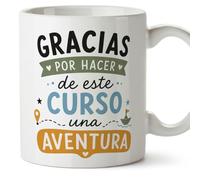 MUGFFINS taza profesora y profesor con frase Gracias por hacer de este curso una aventura en Español | regalo profe original | detalle agradecimiento fin de curso | Enseñanza v3