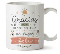 MUGFFINS taza profesora y profesor con frase Gracias por hacer del aula un lugar feliz en Español | regalo profe original | detalle agradecimiento fin de curso | Enseñanza v2