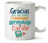MUGFFINS taza profesora y profesor con frase Gracias por un curso lleno de aprendizaje y cariño en Español | regalo profe original | detalle agradecimiento fin de curso | Infantil v2