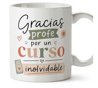 MUGFFINS taza profesora y profesor con frase Gracias profe por un curso inolvidable en Español | regalo profe original | detalle agradecimiento fin de curso | Enseñanza v4