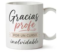 MUGFFINS taza profesora y profesor con frase Gracias profe por un curso inolvidable en Español | regalo profe original | detalle agradecimiento fin de curso | Enseñanza v2