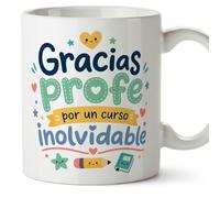 MUGFFINS taza profesora y profesor con frase Gracias profe por un curso inolvidable en Español | regalo profe original | detalle agradecimiento fin de curso | Infantil v3
