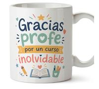MUGFFINS taza profesora y profesor con frase Gracias profe por un curso inolvidable en Español | regalo profe original | detalle agradecimiento fin de curso | Infantil v4
