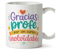 MUGFFINS taza profesora y profesor con frase Gracias profe por un curso inolvidable en Español | regalo profe original | detalle agradecimiento fin de curso | Infantil v1