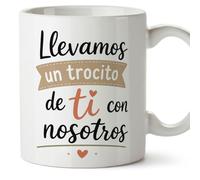 MUGFFINS taza profesora y profesor con frase Llevamos un trocito de ti con nosotros en Español | regalo profe original | detalle agradecimiento fin de curso | Enseñanza v1