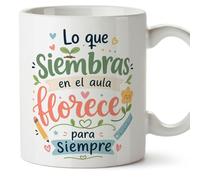 MUGFFINS taza profesora y profesor con frase Lo que siembras en el aula florece para siempre en Español | regalo profe original | detalle agradecimiento fin de curso | Infantil v5