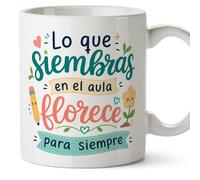 MUGFFINS taza profesora y profesor con frase Lo que siembras en el aula florece para siempre en Español | regalo profe original | detalle agradecimiento fin de curso | Infantil v8