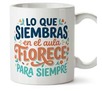 MUGFFINS taza profesora y profesor con frase Lo que siembras en el aula florece para siempre en Español | regalo profe original | detalle agradecimiento fin de curso | Profesorado v2