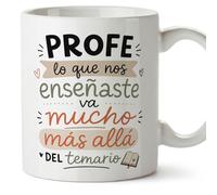 MUGFFINS taza profesora y profesor con frase más allá del temario en Español | regalo profe original | detalle agradecimiento fin de curso | Enseñanza v2