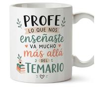 MUGFFINS taza profesora y profesor con frase más allá del temario en Español | regalo profe original | detalle agradecimiento fin de curso | Enseñanza v3