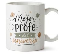 MUGFFINS taza profesora y profesor con frase Mejor profe del universo en Español | regalo profe original | detalle agradecimiento fin de curso | Enseñanza v2
