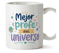 MUGFFINS taza profesora y profesor con frase Mejor profe del universo en Español | regalo profe original | detalle agradecimiento fin de curso | Infantil v2