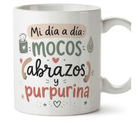 MUGFFINS taza profesora y profesor con frase Mi día a día: mocos abrazos y purpurina en Español | regalo profe original | detalle agradecimiento fin de curso | Enseñanza v4