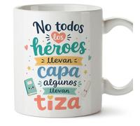 MUGFFINS taza profesora y profesor con frase No todos los héroes llevan capa algunos llevan tiza en Español | regalo profe original | detalle agradecimiento fin de curso | Infantil v3