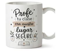 MUGFFINS taza profesora y profesor con frase Profe tu clase era nuestro lugar seguro en Español | regalo profe original | detalle agradecimiento fin de curso | Enseñanza v4