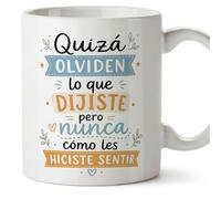 MUGFFINS taza profesora y profesor con frase Quizá olviden lo que dijiste pero nunca cómo les hiciste sentir en Español | regalo profe original | detalle agradecimiento fin de curso | Enseñanza v1