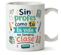 MUGFFINS taza profesora y profesor con frase Sin profes como tú la vida no tendría clase en Español | regalo profe original | detalle agradecimiento fin de curso | Infantil v4