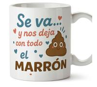MUGFFINS taza regalo jubilación divertida | Se va… y nos deja con todo el marrón en Español | 330 Ml 11 oz | jubilacion v2
